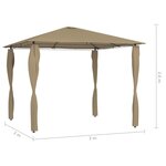 vidaXL Belvédère avec revêtement de poteaux 3x3x2 6 m Taupe 160 g/m²