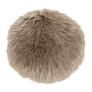 Coussin de siège rond en peau d'agneau artificielle marron grise Ø 35 cm
