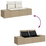 vidaXL Ensemble de Canapés de Jardin 6 Pièces avec Coussins Beige Poly Rattan