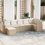 vidaXL Salon de jardin avec coussins 7 Pièces beige résine tressée