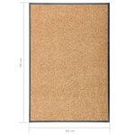 vidaXL Paillasson lavable Crème 60x90 cm