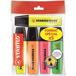 Surligneur 'BOSS ORIGINAL' Ecopack de 5 STABILO