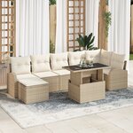 vidaXL Ensemble de Canapés de Jardin 8 pièces avec Housses Beige Rattan