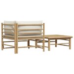 vidaXL Salon de jardin 2 Pièces avec coussins blanc crème Bambou