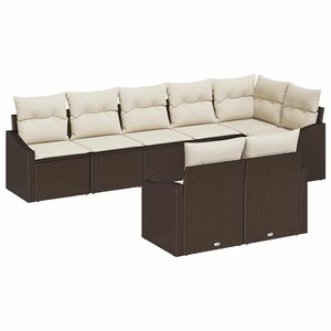 vidaXL Ensemble de canapé de jardin 8 Pièces Marron et blanc polyrotin