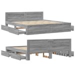 vidaXL Cadre de lit avec tête de lit sonoma gris 180x200 cm