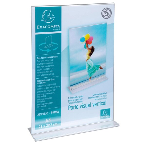 Porte-visuel Droit Vertical A4 - Cristal - Exacompta