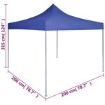 vidaXL Tente de réception pliable 2x2 m acier bleu