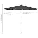 vidaXL Parasol de jardin avec mât 210x140 cm Anthracite