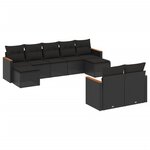 vidaXL Salon de jardin 9 Pièces avec coussins noir résine tressée
