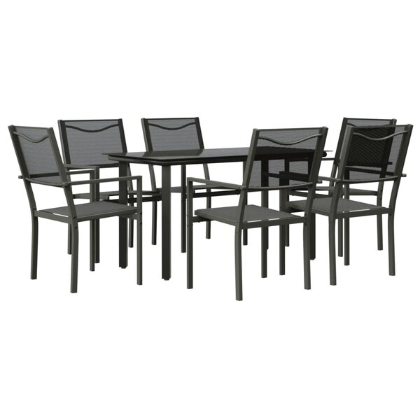 vidaXL Ensemble à manger de jardin 7 Pièces noir textilène et acier