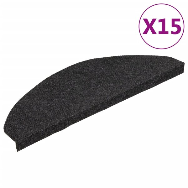 vidaXL Tapis d'escalier autocollants 15 Pièces 65x22 5x3 5 cm Noir
