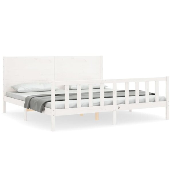 vidaXL Cadre de lit avec tête de lit blanc 200x200 cm bois massif
