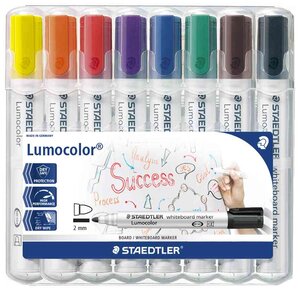 Etui de 8 Marqueur Lumocolor 351 Tableau Blanc Pte Ogive 2 mm Assortis STAEDTLER