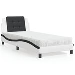 vidaXL Lit avec matelas blanc et noir 90x200 cm similicuir