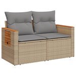 vidaXL Canapé de jardin avec coussins 2 places beige résine tressée