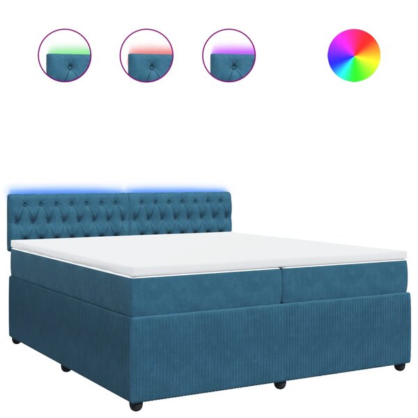 vidaXL Sommier à lattes de lit et matelas Bleu 200x200 cm velours
