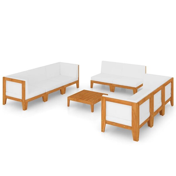 vidaXL Salon de jardin 9 Pièces avec coussins Bois d'acacia solide