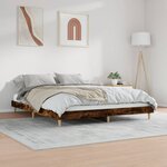 vidaXL Cadre de lit sans matelas chêne fumé 140x200 cm bois ingénierie
