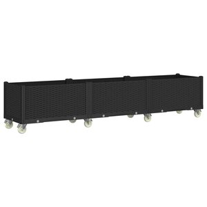 vidaXL Jardinière à roulettes noir 240x50x54 cm PP
