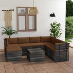 vidaXL Salon palette de jardin 8 Pièces avec coussins bois de pin massif