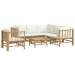 vidaXL Salon de jardin 7 Pièces avec coussins blanc crème bambou