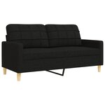 vidaXL Ensemble de canapés 4 Pièces avec repose-pied noir tissu