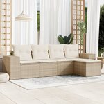 vidaXL Salon de jardin avec coussins 5 Pièces beige résine tressée