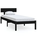 vidaXL Cadre de lit Noir Bois de pin massif 100x200 cm
