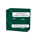 Bloc collectif Leabox 2x2  grade 3  simple face  extérieur  fixation murale  vert mousse ral 6005 finition brillante