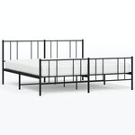 vidaXL Cadre de lit métal avec tête de lit/pied de lit noir 200x200 cm