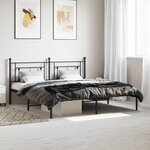 vidaXL Cadre de lit métal avec tête de lit noir 180x200 cm