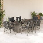 vidaXL Ensemble à manger de jardin et coussins 7 Pièces gris clair rotin