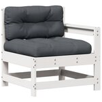 vidaXL Salon de jardin 7 Pièces avec coussins blanc bois de pin massif