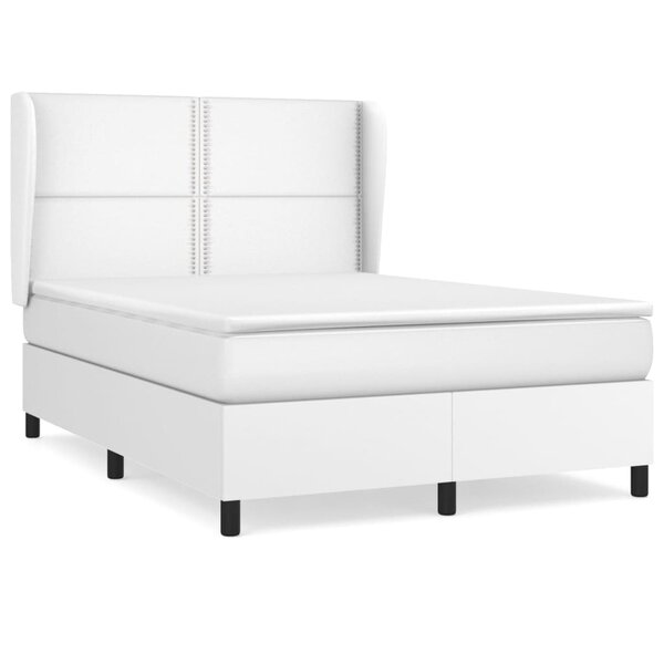 vidaXL Sommier à lattes de lit avec matelas Blanc 140x200cm Similicuir