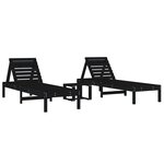 vidaXL Chaises longues lot de 2 avec table noir bois massif de pin