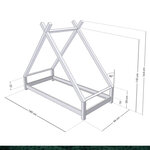 Lit Tipi enfant bois massif gris 90 x 180 cm