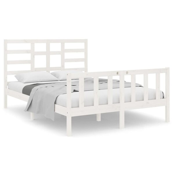 vidaXL Cadre de lit Blanc Bois massif 120x190 cm Petit double
