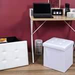 Pouf coffre pliable pu assise capitonnée