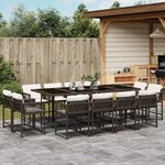 vidaXL Ensemble à manger de jardin avec coussins 13 Pièces marron rotin