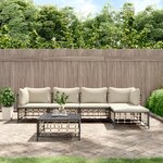 vidaXL Salon de jardin 6 Pièces avec coussins anthracite résine tressée