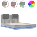 vidaXL Cadre de lit tête de lit et lumières LED sonoma gris 135x190 cm