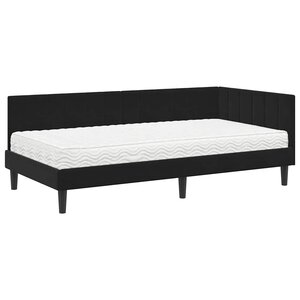 vidaXL Cadre de lit d'angle avec matelas Noir 100 x 200 cm Velours