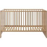 Lit 70 x 140 cm + commode à langer 2 portes - Décor chêne sonoma et blanc mat