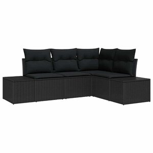 vidaXL Ensemble de canapé de jardin 4 Pièces Noir polyrotin