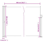 vidaXL Auvent latéral rétractable crème 180x600 cm