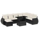 vidaXL Salon de jardin 9 Pièces avec coussins noir résine tressée