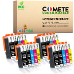 COMETE, Marque française - 570 571 XL - 20 Cartouches d'encre Compatibles Canon PGI-570 CLI-571/570 571 XL - Cartouches 570XL 571XL (8 Noirs 4 Cyan 4 Magenta 4 Jaunes)