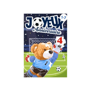 Carte De Voeux Enfant - Anniversaire - Age de 1 à 7 ans - Football Bleu