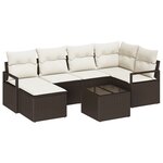 Ensemble de canapés de jardin 6 pièces avec coussins Gris Poly Rotin